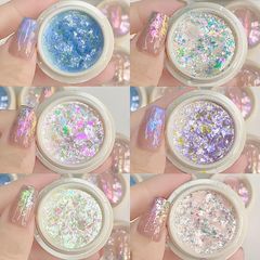 Glitter, 6 Colors, Sparkling Nail Parts, Glitter Powder, Aurora, Hologram, Sequins, Gel Nails, Nail Art, Resin Inclusion, Decorative Parts (Multicolor B)