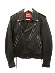 ザ フラットヘッド THE FLAT HEAD ディアスキン ダブル ライダースジャケット レザー 鹿革 36 黒 ブラック ジップアップ 革ジャン アウターのサムネイル