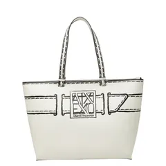 アルマーニエクスチェンジ トートバッグ ハンドバッグ ホワイト ブラック レザー レディース ARMANI EXCHANGE【1-0270756】