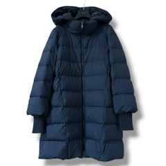 MaxMara フード取外可能 リブ付きダウンコート 42 ネイビー MAX&co