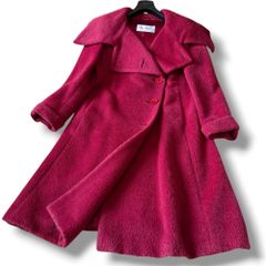 美品 白タグMaxMara マゼンタピンク アルパカシャギー ロングコート 40