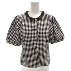 アクシーズファム axes femme ノーカラージャケット レース M 白 ホワイト 黒 ブラック 半袖 チェック /FF ■GY99のサムネイル