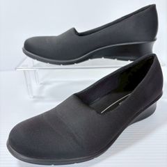 極美品☆ecco ストレッチ スリッポン ブラック ウェッジソール 23.5cm 
