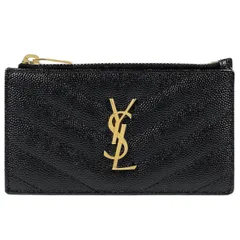 サンローラン SAINT LAURENT モノグラム フラグメント ジップカードケース カードケース レザー ブラック 607915 レディース 【中古】