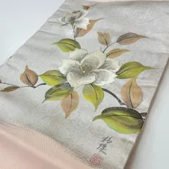 名古屋帯 染めの花に刺繍 引箔 九寸 正絹 MA-7050