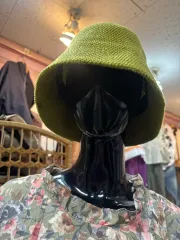 ニット バケットハット 帽子 ライトグリーン