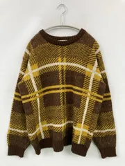 Sonny Label サニーレーベル ニット/セーター M ブラウン ウール・ニット チェック柄 ミドル丈 長袖 クルーネック(丸首) レディース