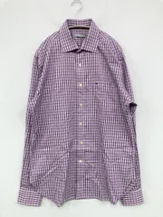 MICHAEL KORS マイケルコース ビジネスシャツ 15 1/2 パープル コットン チェック柄 ワンポイント レギュラーカラー 長袖 メンズのサムネイル