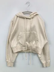 ZARA ザラ パーカー USA M アイボリー コットン 裏起毛 無地 プルオーバー 長袖 レディース