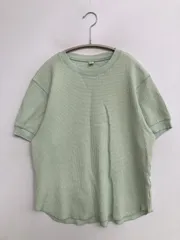 UNIQLO ユニクロ Tシャツ/カットソー M ライトグリーン 無地 ミドル丈 半袖 クルーネック(丸首) レディース