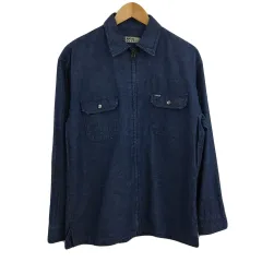 カンサイジーンズ KANSAI JEANS ジャケット ブルゾン デニム ジップアップ ロゴ 無地 長袖 M 紺 青 ネイビー ブルーのサムネイル