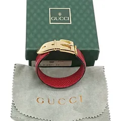 【極美品】 グッチ GUCCI ブレスレット バングル レッド ゴールド リザード メタルのサムネイル