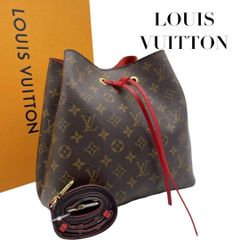 Louis Vuitton バケットバッグ ネオノエ ブラウン/レッド【美品