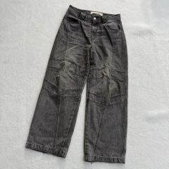 ROENロエン スカル ロゴ 特殊加工 ブラック クロップドパンツarchive