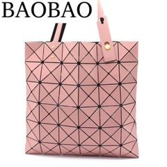 BAOBAO ルーセントマット トートバッグ 幾何学模様 ピンク系 A4収納可