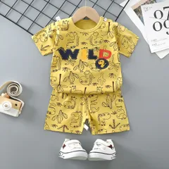 【男の子?女の子兼用】夏用キッズ半袖半ズボンセット 綿100% ベビー服 子供服 120cm かわいい おしゃれ 通園 通学 ランニング プレゼント 新品未使用 送料無料