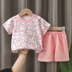 【ベビーキッズ】綿100%半袖半ズボンセット 男の子 女の子 夏服 73cm かわいい おしゃれ 通園 お出かけ 新品未使用 送料無料