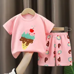 【ベビーキッズ】綿100%半袖Tシャツ＆ショートパンツセット 夏服 男の子 女の子 80cm かわいい おしゃれ 通園 お出かけ 新品未使用 送料無料