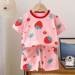 【ベビーキッズ】綿100% 半袖Tシャツ 半ズボン 夏用 男の子 女の子 韓 子供服 上下セット 90cm 新品未使用 送料無料