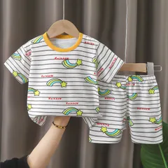 【男の子?女の子兼用】夏用キッズ半袖半ズボンセット 綿100% 韓 ベビー服 120cm 新品未使用 送料無料