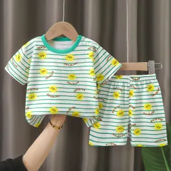 【ベビーキッズ】綿100%半袖半ズボンセット 男の子 女の子 夏服 90cm かわいい おしゃれ 子供服 通園 通学 新品未使用 送料無料