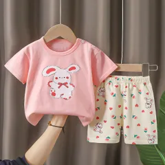 【新品未使用 送料無料】子供用 半袖半ズボンセット 綿100% 夏服 男の子 女の子 ベビー キッズ 120cm