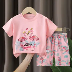 【ベビーキッズ】綿100% 半袖Tシャツ＆ショートパンツセット 夏服 男の子 女の子 80cm かわいい おしゃれ 通園 お出かけ 新品未使用 送料無料