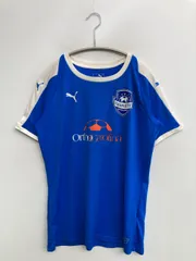 PUMA プーマ Tシャツ/カットソー US M ブルー 前面プリント バックプリント ブランドロゴ ミドル丈 半袖 クルーネック(丸首) メンズ レディース