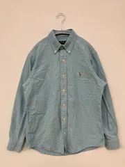 Polo Ralph Lauren ポロラルフローレン シャツ/ブラウス S/P スカイブルー コットン 無地 ワンポイント ブランドロゴ ミドル丈 長袖 ボタンダウン メンズ