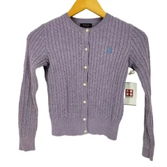 ポロラルフローレン POLO RALPH LAUREN ポニー刺繍 ケーブル編み クルーネック ニット カーディガン レディース import：M 