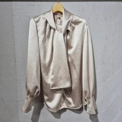 ピンキー&ダイアン 38 タックドレープブラウス 長袖 ベージュ 通勤 