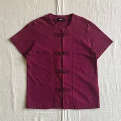 極希少　AD1997　90s　vintage　tricot COMME des GARCONS　トリココムデギャルソン　コットンチャイナシャツ　半袖カーディガン　カットソー　チャイナボタン　ワインレッド　TT-020450　デザイナーズ　ドメブラ　サブカルのサムネイル