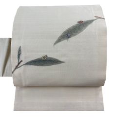 ゆりのはな 未使用 夏名古屋帯 麻 友禅 水墨画 作家物 流水にとんぼ