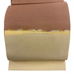 袋帯 秀品 関西仕立て 屋根 霞 金銀糸 綴れ ピンクベージュ お太鼓柄 正絹 【中古】