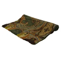 ETRO(エトロ) ストール(ショール)美品  - ダークグリーン×ブラウン×マルチ ペイズリー柄 ウール、シルク