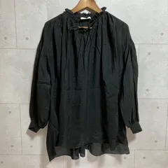 1er Arrondissement プルミエアロンディスモン シアー ブラウス シャツ 長袖 トップス レーヨン ブラック 黒 レディース SU-17-33のサムネイル