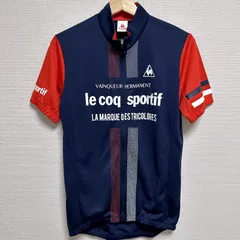 (^w^)b le coq sportif ルコックスポルティフ ジャージ 半袖 ハイネック ジップアップ ロゴ ストライプ 英字プリント VAINQUEUR PERMANENT le coq sportif LA メンズ サイズM OM12446HGのサムネイル
