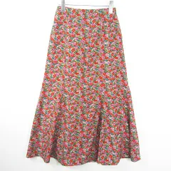 ヘユム HEYUMM マーメイド スカート ロング丈 ONESIZE レッド パープル 花柄 kz12221