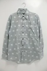 Burberry Black label ストライプ×花柄綿 長袖シャツ 古着 サイズ2 5-Q128/1/NP
