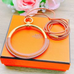 ◇エルメス◇清掃消毒済 ループグラン ネックレス レザー ゴールド 