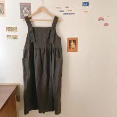 moa maman eri onoda新品 麻リネン100% エプロンワンピース - メルカリ