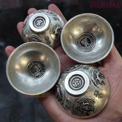 中国美術品 漁樵耕読小碗一式 茶道具 装飾品 銅製品 工芸品 置物