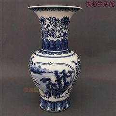 青花釉下彩双喜花挿瓶 景徳鎮 陶磁器 装飾品 現代工芸品 美術品 置物