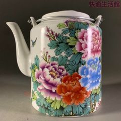 中国茶器 粉彩富貴吉祥図提梁壺 茶壺 煎茶器 工芸品 置物 - メルカリ