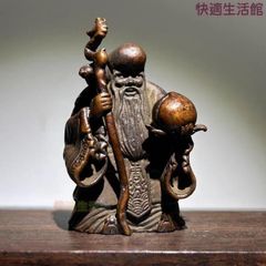 銅器 南極仙翁福禄寿 茶道具 デスクディスプレイ 装飾品 風水 置物