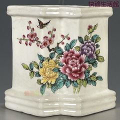 粉彩富貴吉祥図提梁壺 茶壺 茶道具 景徳鎮 陶磁器 装飾品 工芸品美術品