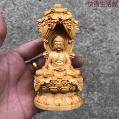Buddhist Art: Cliffside Cypress Wood Carving of the Three Western Sages Buddhas (Craftwork, Fine Art, Ornament) zw519zw519