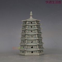 汝窯青釉開片清涼寺宝塔 置物 陶磁器 装飾品 工芸品 美術品 置物 汝窯青釉開片清涼寺宝塔 置物 陶磁器 装飾品 工芸品 美術品 置物
