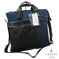 極美品】ランバンオンブルー シボ革キャンバスコ3wayビジネス
