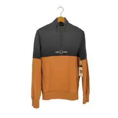 フレッドペリー FRED PERRY Colour Block Half Zip Sweat Court Clay カラーブロック ハーフジップスウェット メンズ import：S のサムネイル